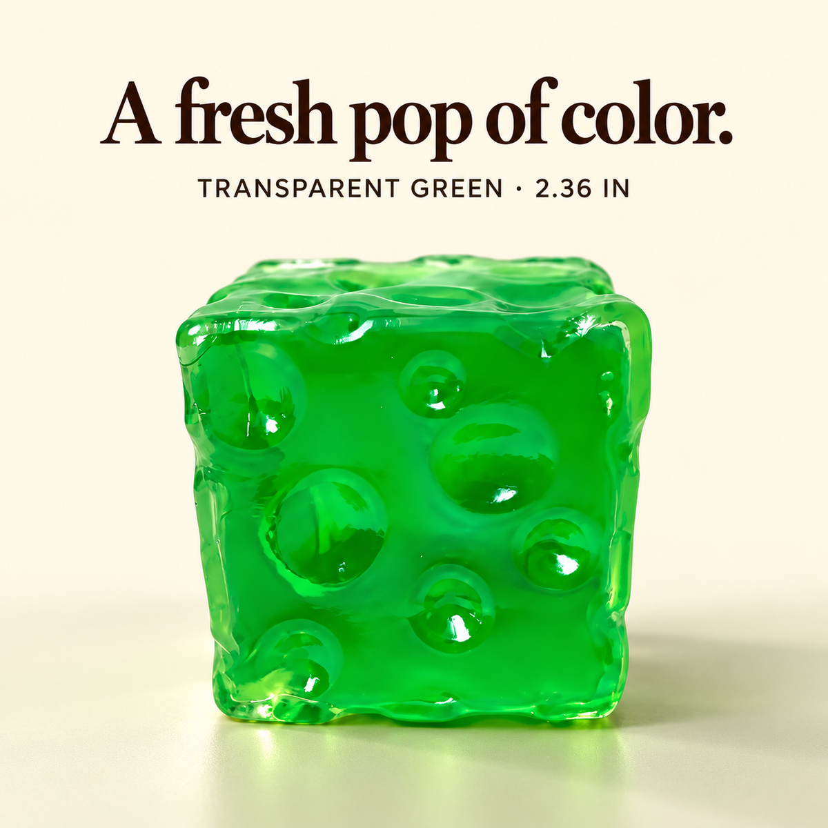 Transparent green cheese cube squishy fidget toy