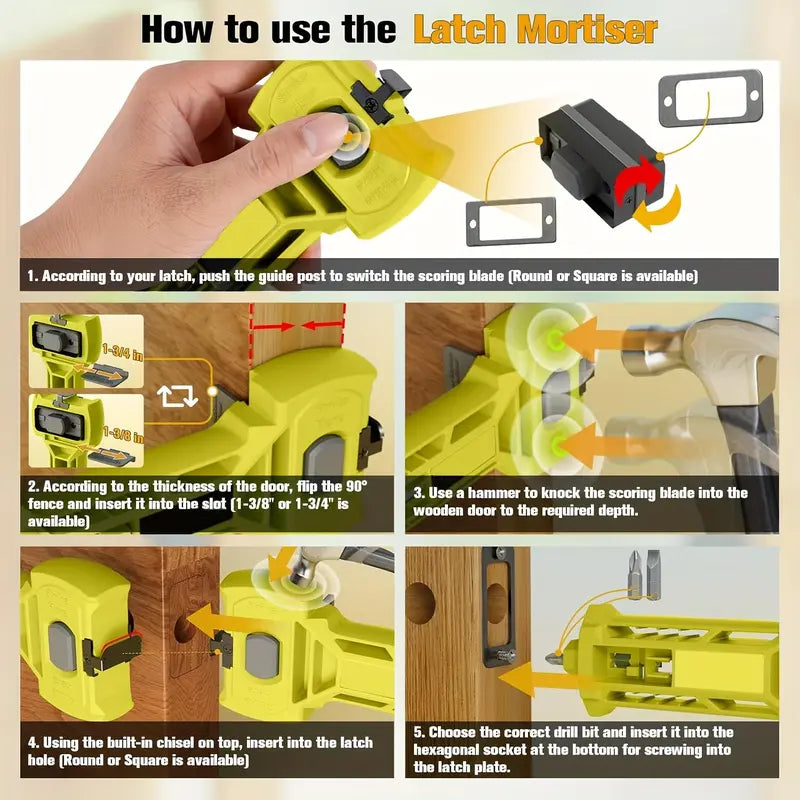 🔨 Door Latch Installation Kit – Precision Mortise Tool for Fast & Accurate Door Lock Installation