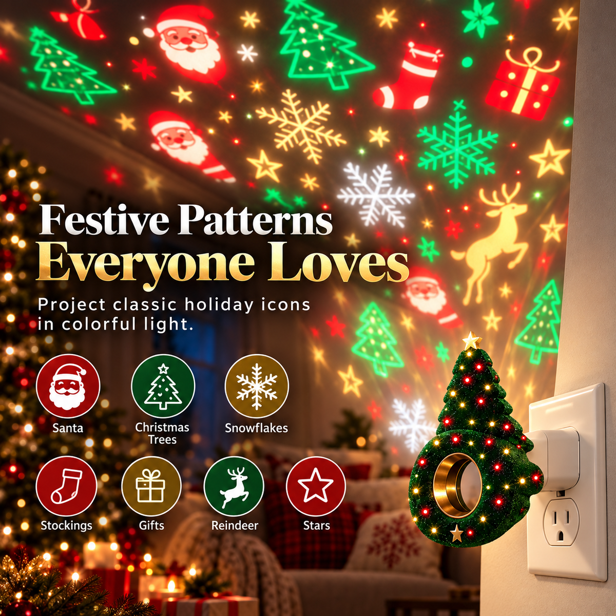 ๐Christmas Tree Plug-In Projector Light โ Turn Any Room Into a Holiday Wonderland