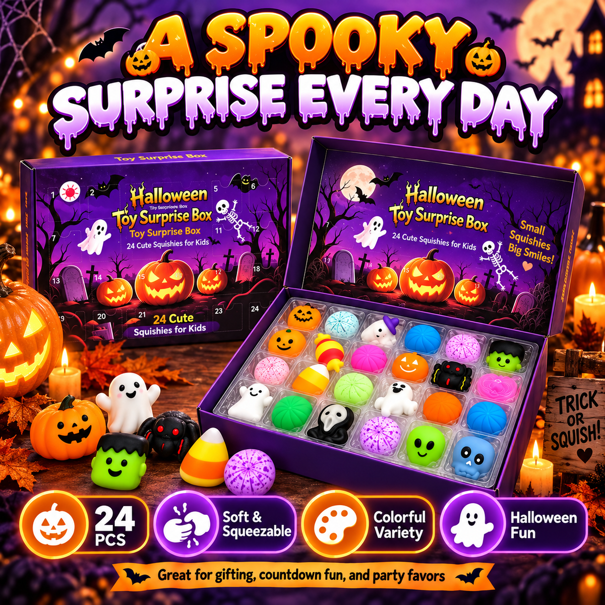 🔥24-Piece Halloween Squishy Surprise Box
