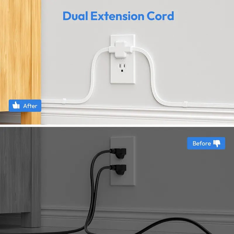 π Dual-Head Extension Cord β 6 AC Outlets, 4 USB-A & 2 USB-C Charging Ports