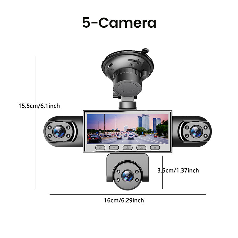 🚗 4/5-Camera Panoramic Dash Cam | 1080P Night Vision, Front & Rear View, Loop Recording & Parking Monitor 🛡️📹