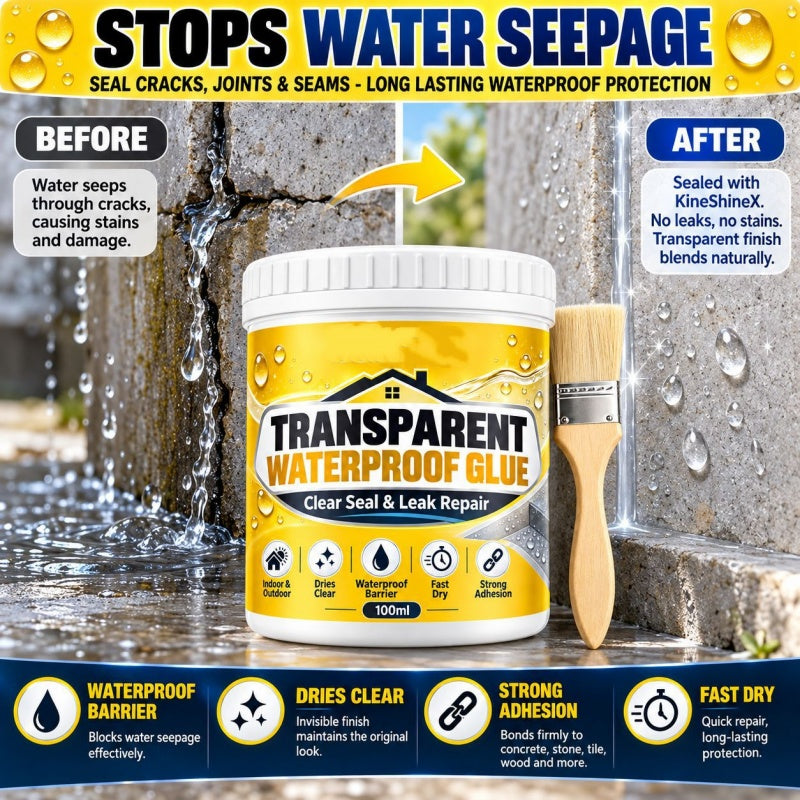 💧🛠️ Clear Waterproof Repair Sealant with Brush ✨ DIY Leak & Crack Touch-Ups