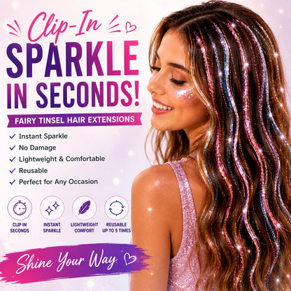 ✨Clip-In Hair Tinsel Extensions – Sparkling Fairy Hair Clips