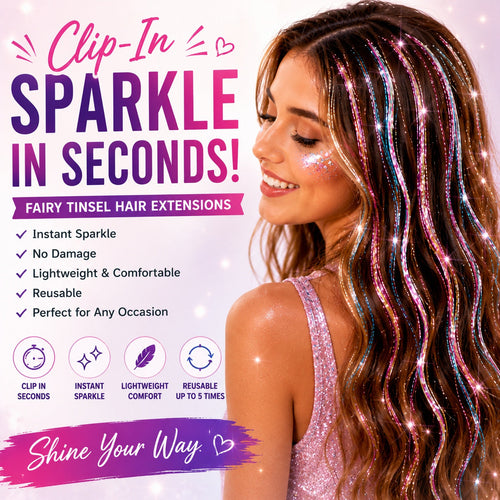 ✨Clip-In Hair Tinsel Extensions – Sparkling Fairy Hair Clips