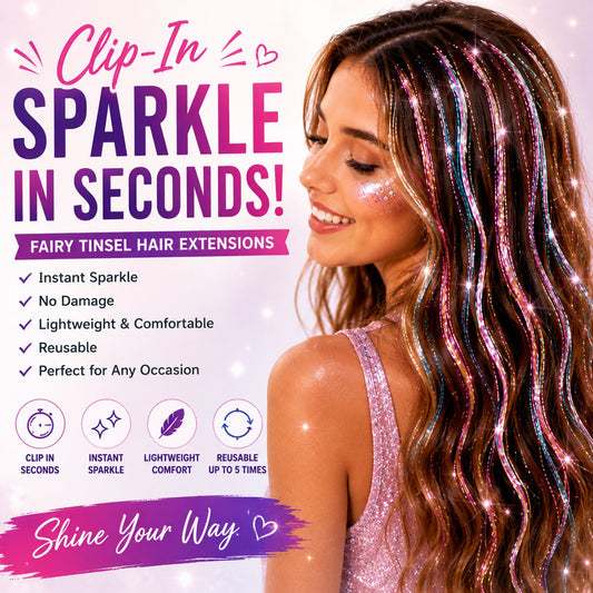 ✨Clip-In Hair Tinsel Extensions – Sparkling Fairy Hair Clips
