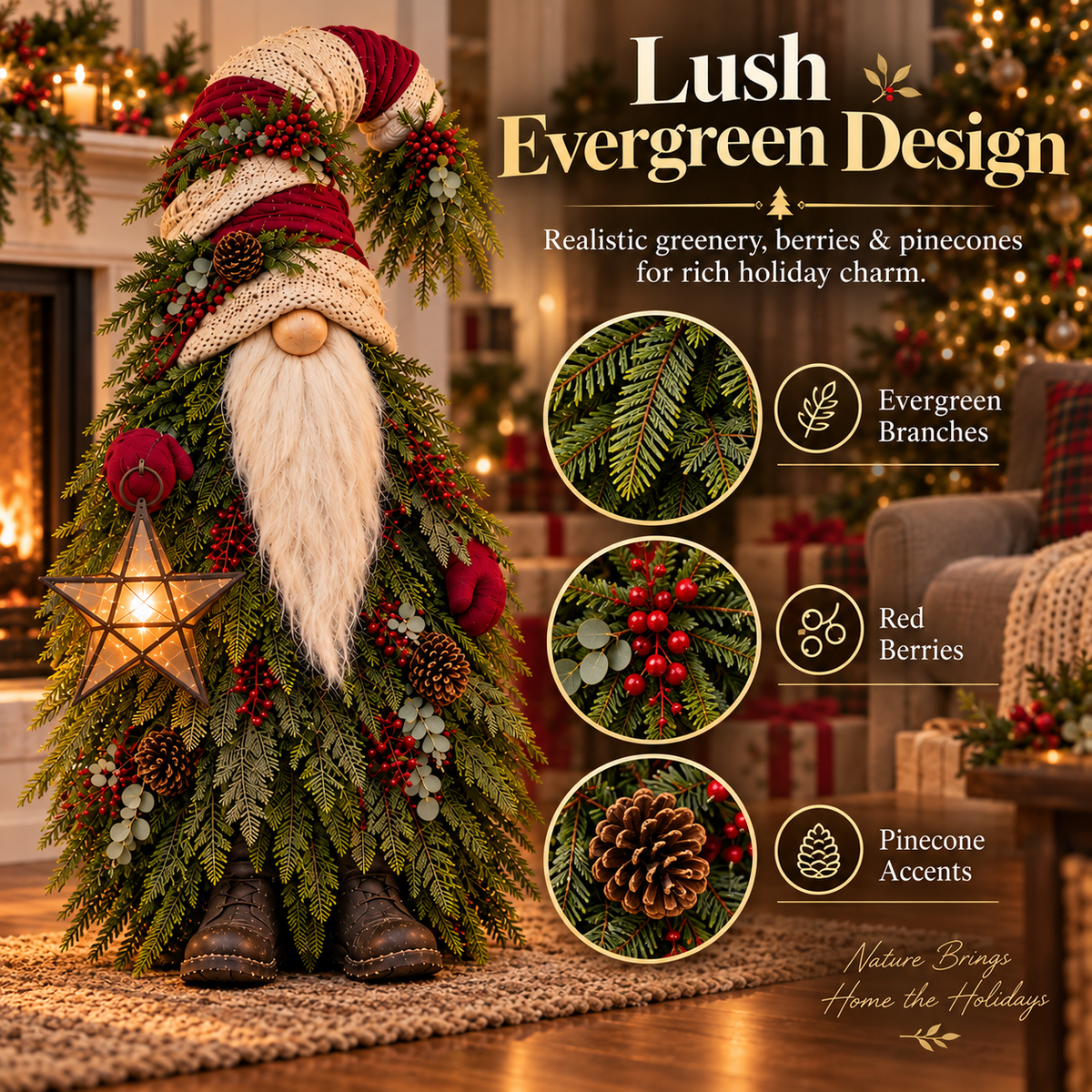 🏠Evergreen Star Gnome™ Lighted Christmas Woodland Decor