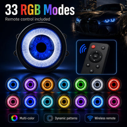 👁️Animated Demon Eye LED Projector Headlight Kit