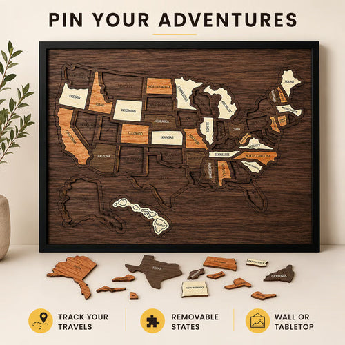 🔥Wooden USA Travel Map Puzzle – Turn Every Trip Into a Memory🧩