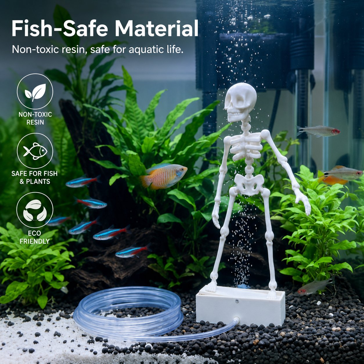 Dancing Skeleton Bubble Aquarium Ornament 🦴💨