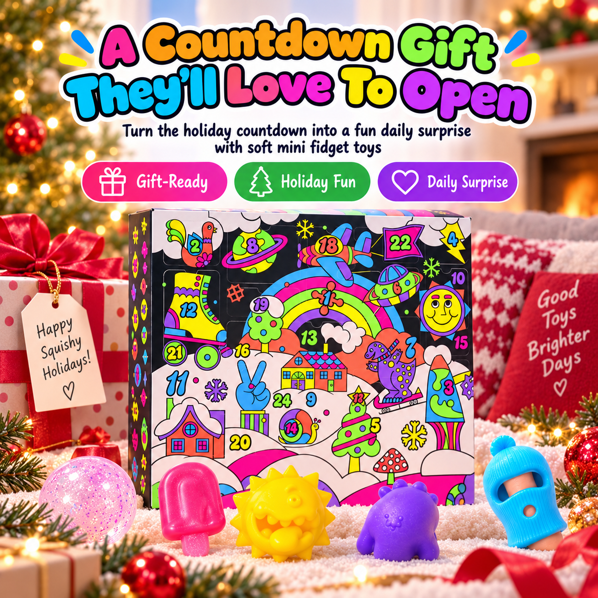 🎁✨24-Day Squishy Toy Advent Calendar – Mini Fidget Surprise Gift Set🎄