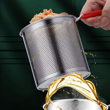 1 Set Stainless Steel Stock Fry Pot with Strainer Basket