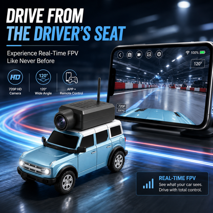 🚙 Mini FPV Camera Car – 720P Live View & Dual Control