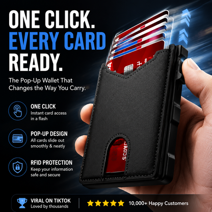 🔐 RFID Blocking Minimalist Pop-Up Wallet | One-Second Card Eject Design & Ultra Slim Pocket Wallet🔥