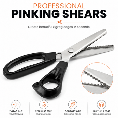 ✂️Professional Pinking Shears – Stainless Steel Zigzag Fabric Cutting Scissors✨🧵