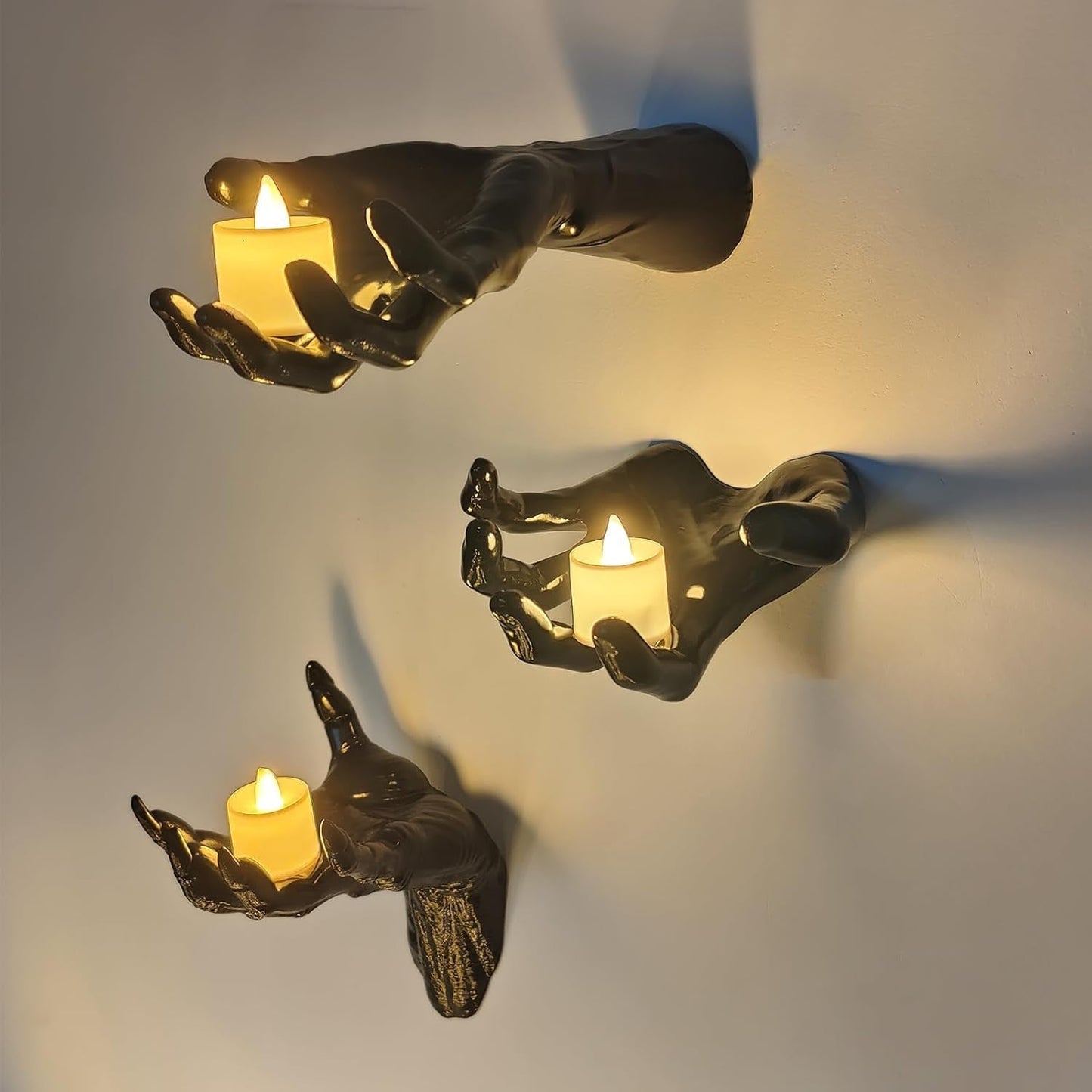 🔥 FLASH SALE 50% OFF – Ghost Hand LED Candle Holder Set – Spooky Gothic Halloween Decor