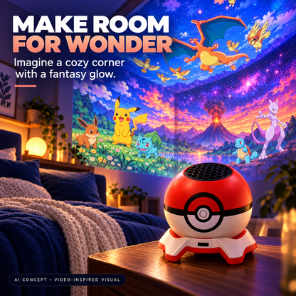 AI concept: red and white ball-shaped design beside a bed