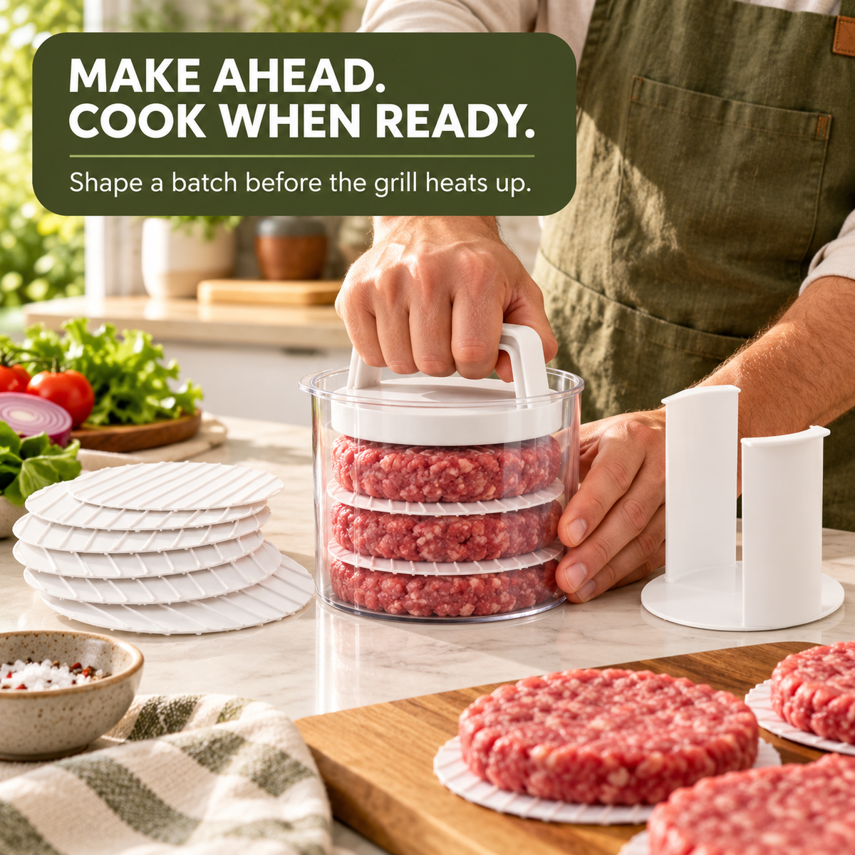 Preparing burger patties ahead before grill time