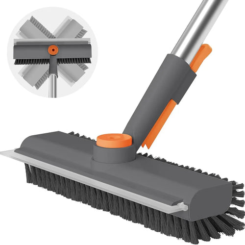 3-in-1 Floor Scrub Brush with Long Handle – Heavy Duty Bathroom & Floor Cleaner