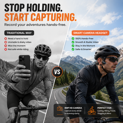 🔥 Smart Open-Ear Camera Headset – Hands-Free POV Recording & Audio