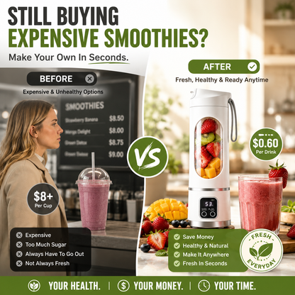 🥤Portable USB Blender with LED Display - Perfect for Smoothies & Juices