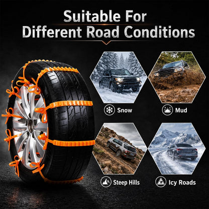 ❄️ 10 Pcs Universal Winter Car Snow Chains – Emergency Anti-Skid Tire Chains for Safe Driving 🚗