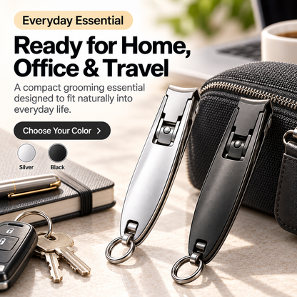 Ultra-Slim Folding Nail Clipper – 2-in-1 Portable Nail Cutter with File & Keyring