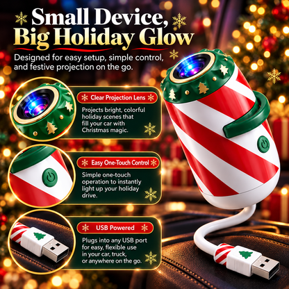 🎄 Christmas Car Window Projector – USB-Powered Holiday Light with Interchangeable Festive Designs for Cars, SUVs & Trucks