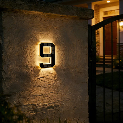 ISUNMEA 9 Inch Solar Lighted House Numbers for Outside, Light Up Waterproof LED Address Numbers Signs