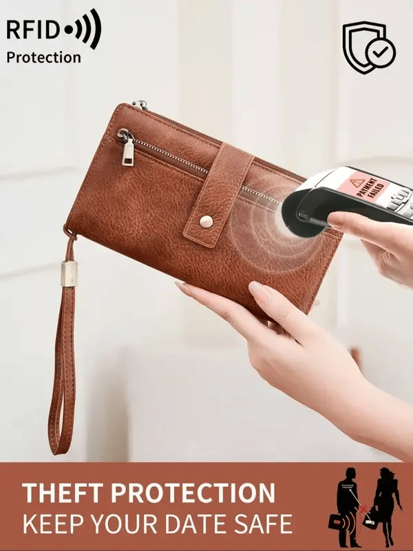🔥Last Day 49% OFF-Women's long wallet, stylish clutch, elegant solid color RFID blocking wallet