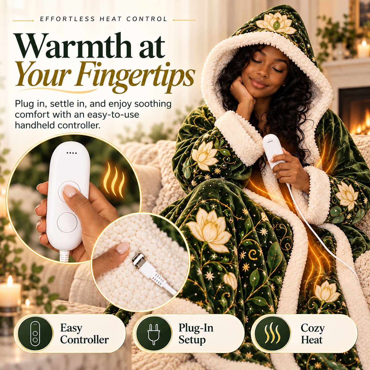 🐸👑✨ Enchanted Princess Heated Hooded Blanket 💚🌸 Ultra-Soft Sherpa Lined Wearable Blanket 🔥❄️ Full-Body Cozy Warmth for Cold Nights 🎁