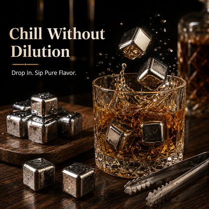 🔥 50% OFF TODAY | Stainless Steel Whiskey Stones – Chill Drinks Without Dilution 🥃