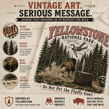 🌲Yellowstone Do Not Pet The Fluffy Cows Vintage Graphic T-Shirt