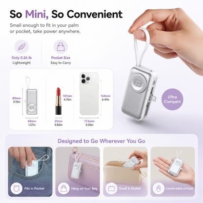🔋4-in-1 Folding Chargeable Portable Power Bank with Integrated Cable