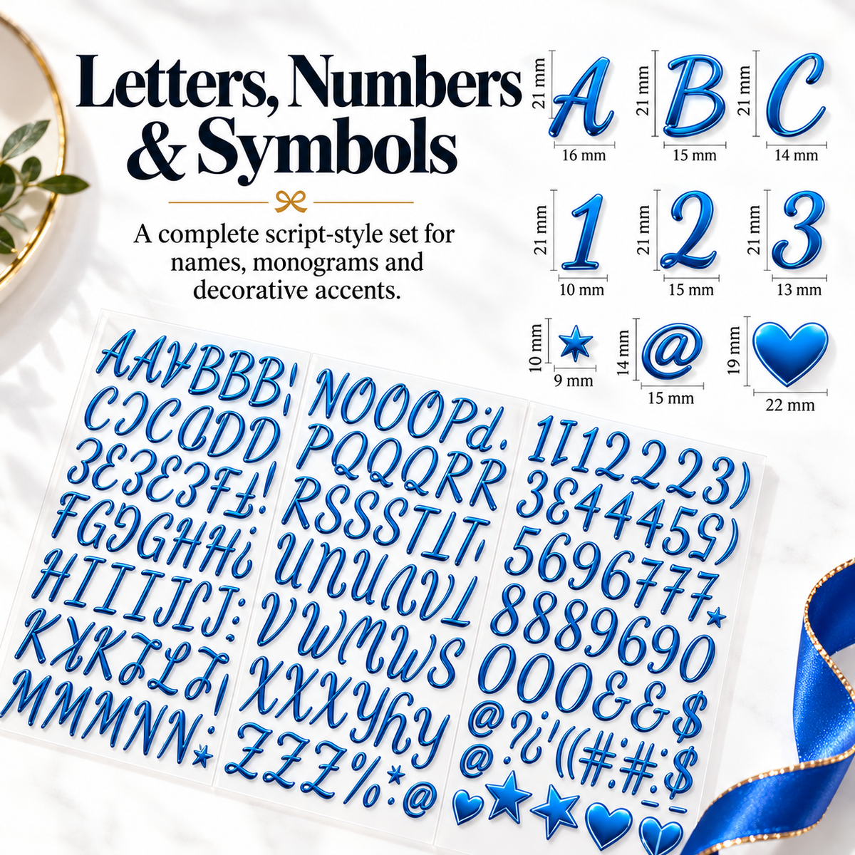 🎁✨ 3D Metallic Alphabet Stickers – Raised Letter, Number & Symbol Decals for Personalized Gifts, Cards & DIY Crafts 💖🎄 | 5 Colors