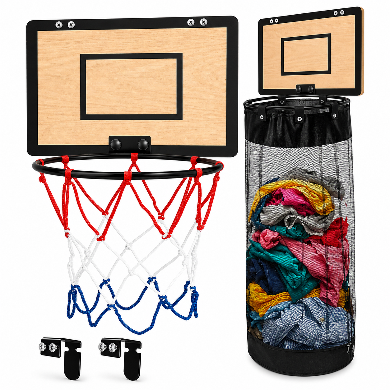 🏀Basketball Laundry Hamper – Over-the-Door Laundry Hoop for Kids' Rooms