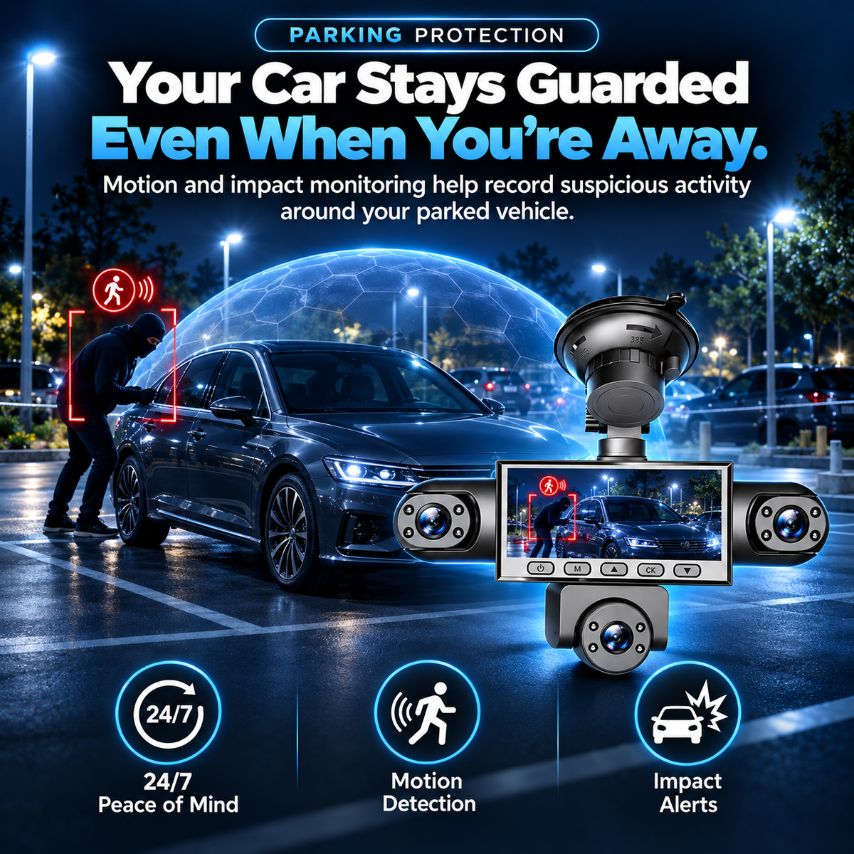 🚗 4/5-Camera Panoramic Dash Cam | 1080P Night Vision, Front & Rear View, Loop Recording & Parking Monitor 🛡️📹