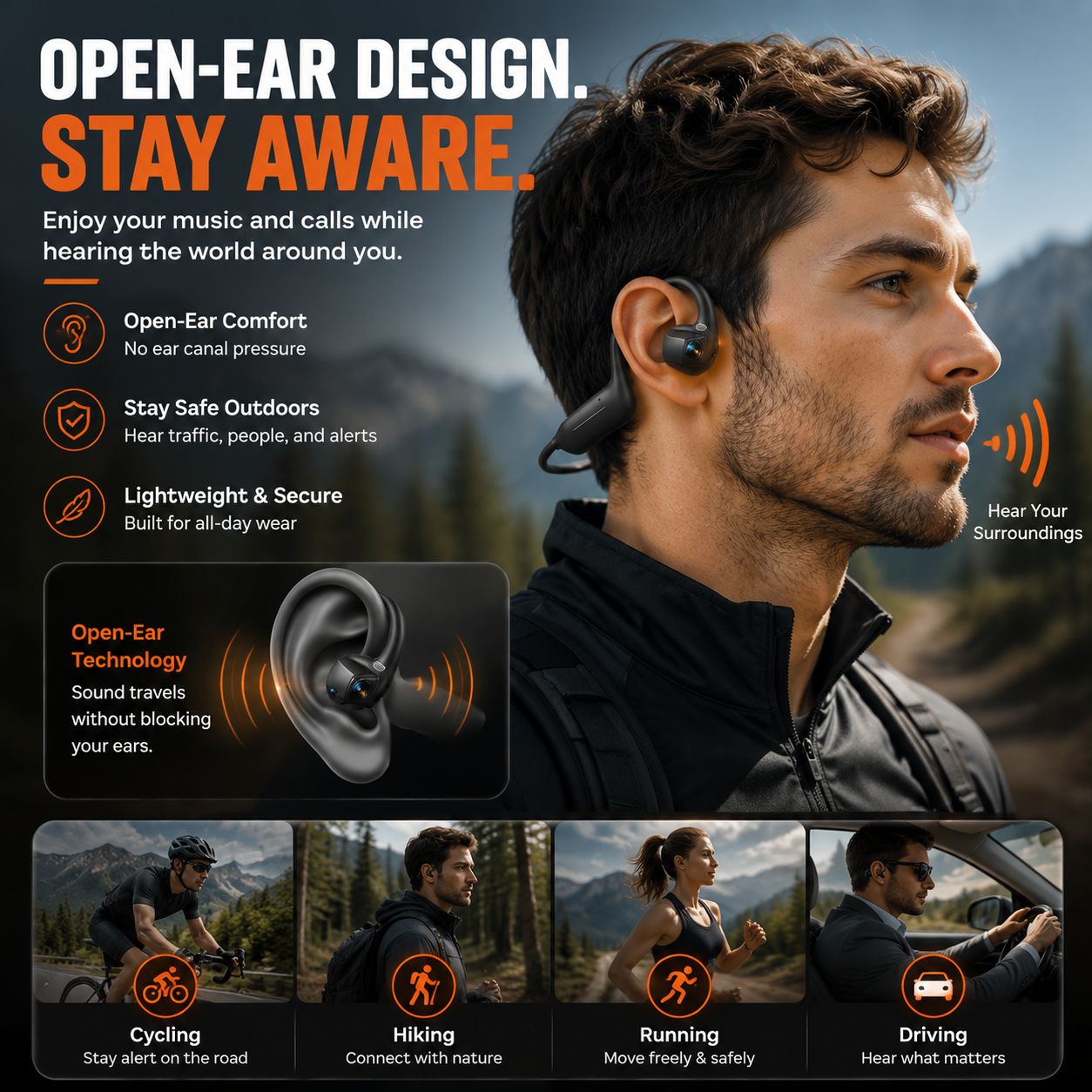 🔥 Smart Open-Ear Camera Headset – Hands-Free POV Recording & Audio