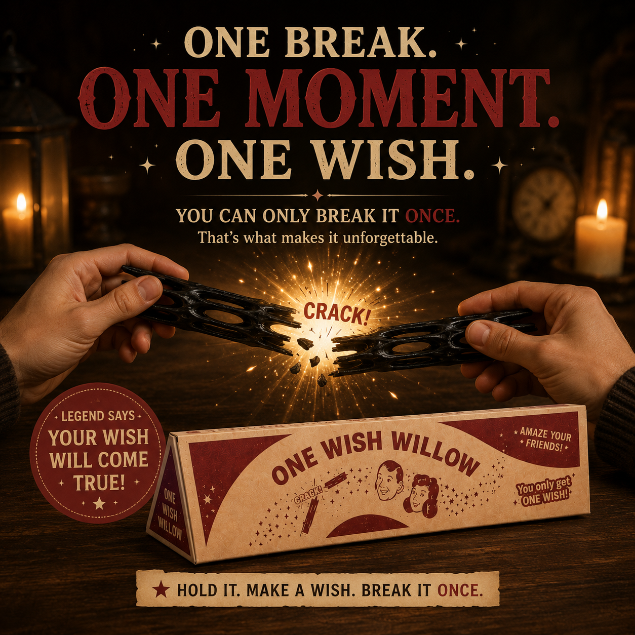✨ One Wish Willow – Breakable Mystery Wish Prop With Retro Gift Box