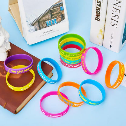 ✝️ 30/60PCS Bible Verse Bracelets – Christian Faith Wristbands for Church Events, Youth Groups & Sunday School Rewards