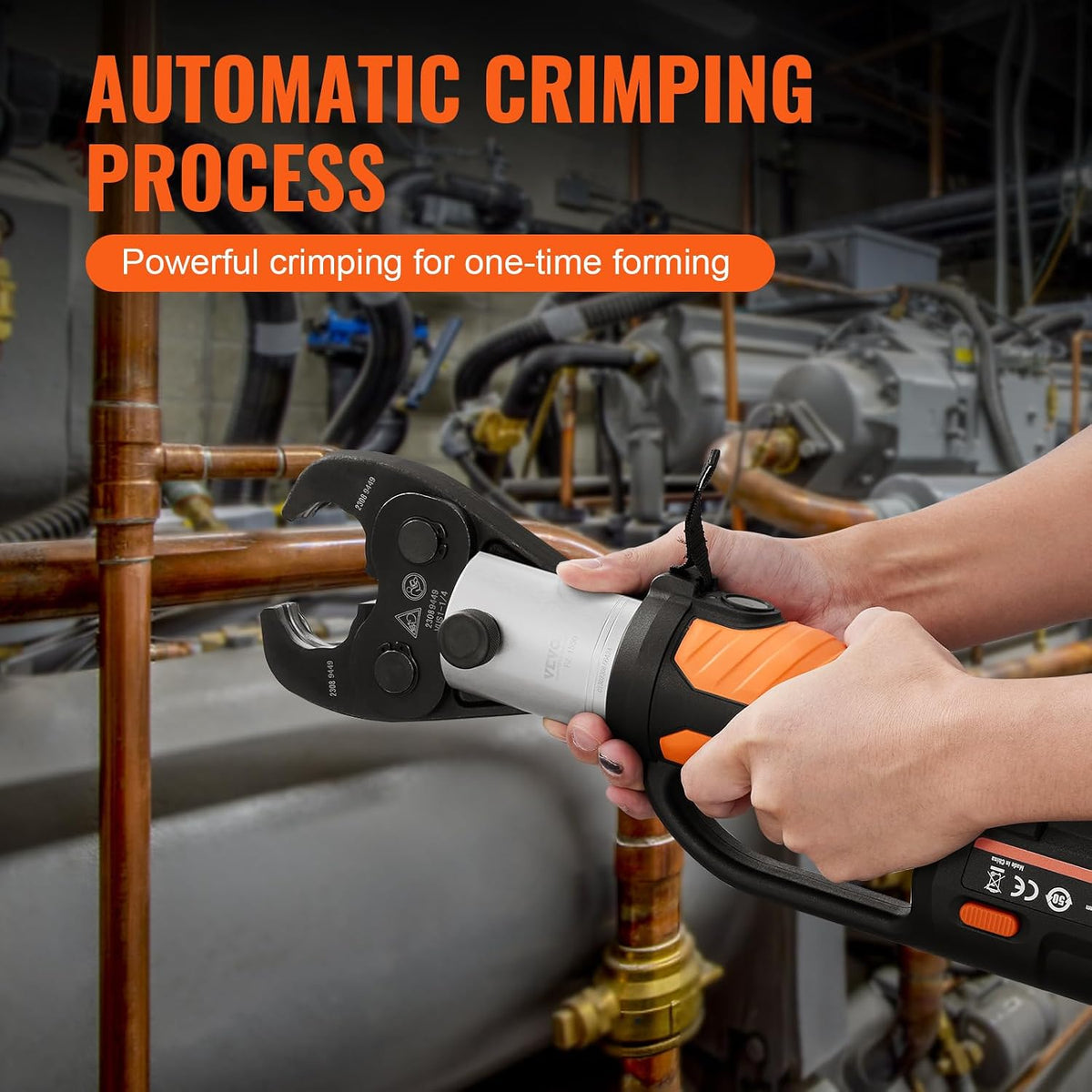 VEVOR 18V Electric Pipe Crimping Tool Press Tool Kit | 1/2' to 2' Copper Pipes, Compatible with ProPress, 6 VUS Press Jaws, 2pcs 4AH Battery & Fast Charger, Carrying Case