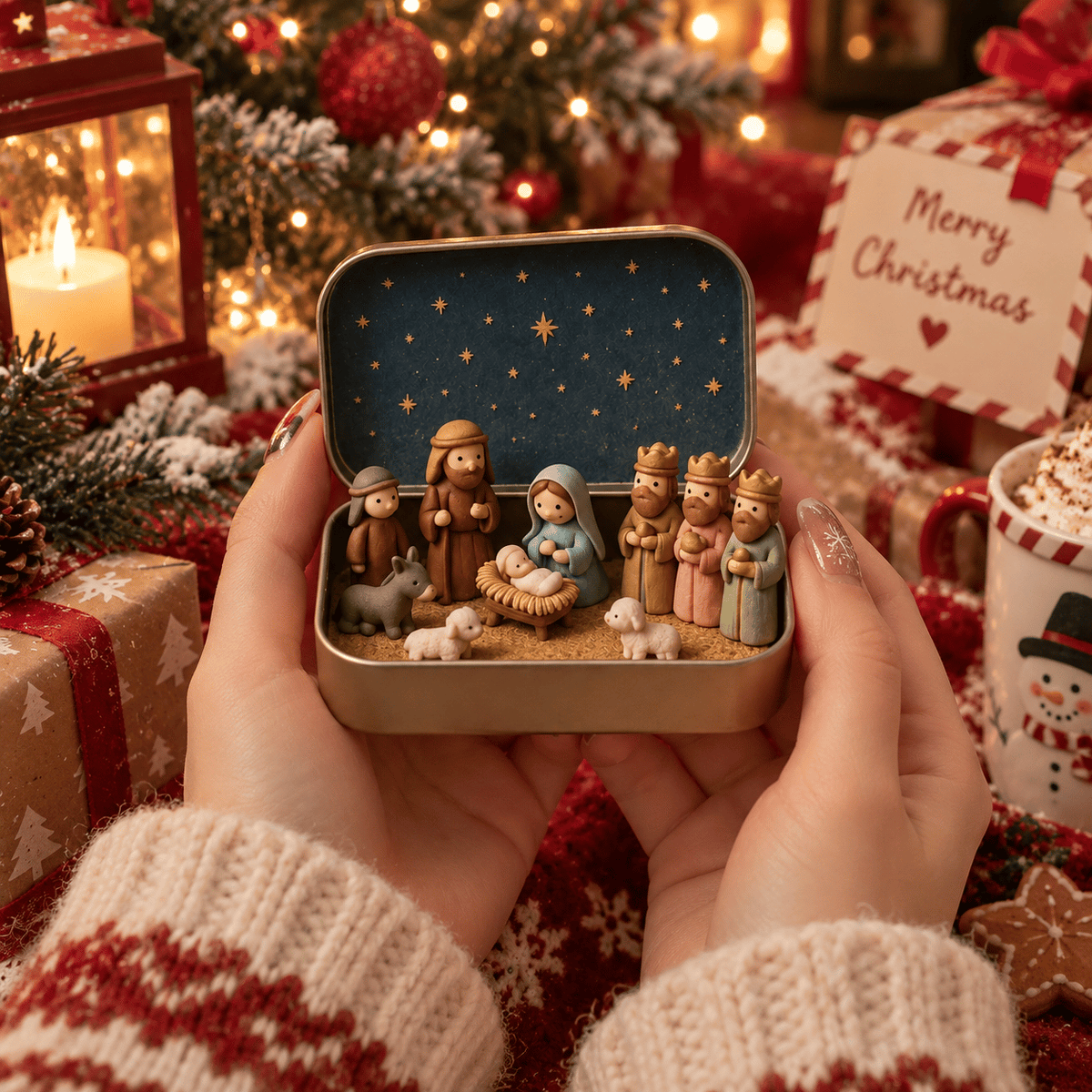 🔥HOT SALE 49% OFF - ✝️Religious Pocket-Size Mini Nativity Scene Set with Storage Box