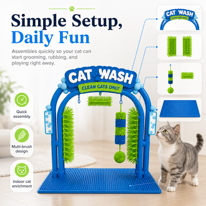 🐱 Interactive Cat Self-Grooming Arch – Multi-Angle Massage Brush & Play Station