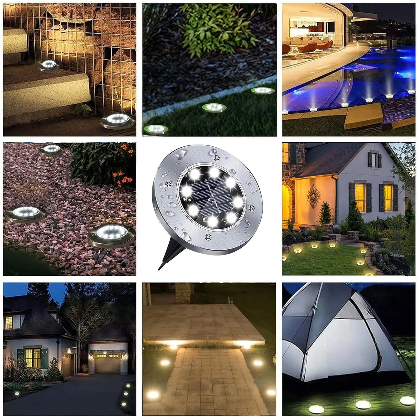 Hoodink Solar Lights for Outside,12 Pack Solar Lights Outdoor Waterproof