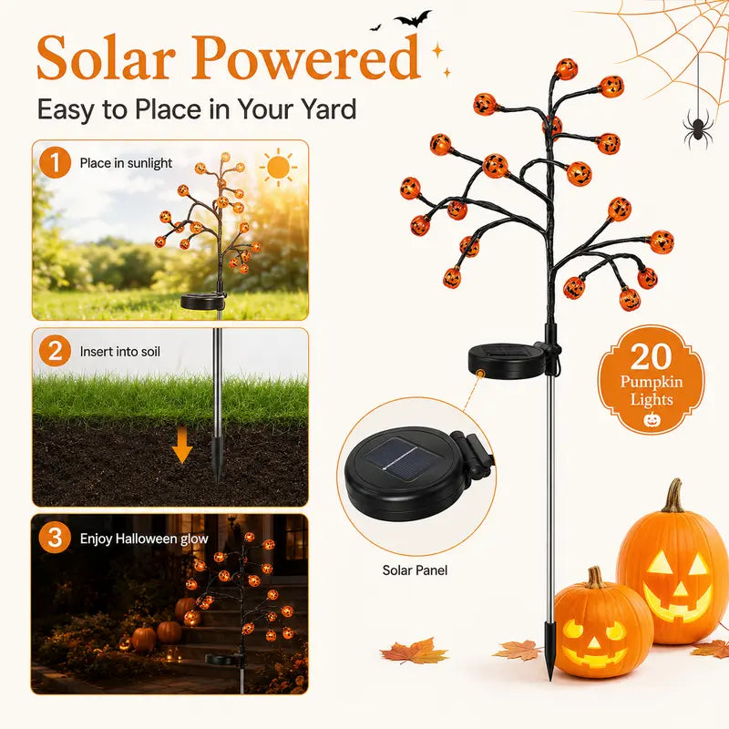🎃 Pumpkin Solar Stake Lights – Halloween Outdoor Yard Decor🔥
