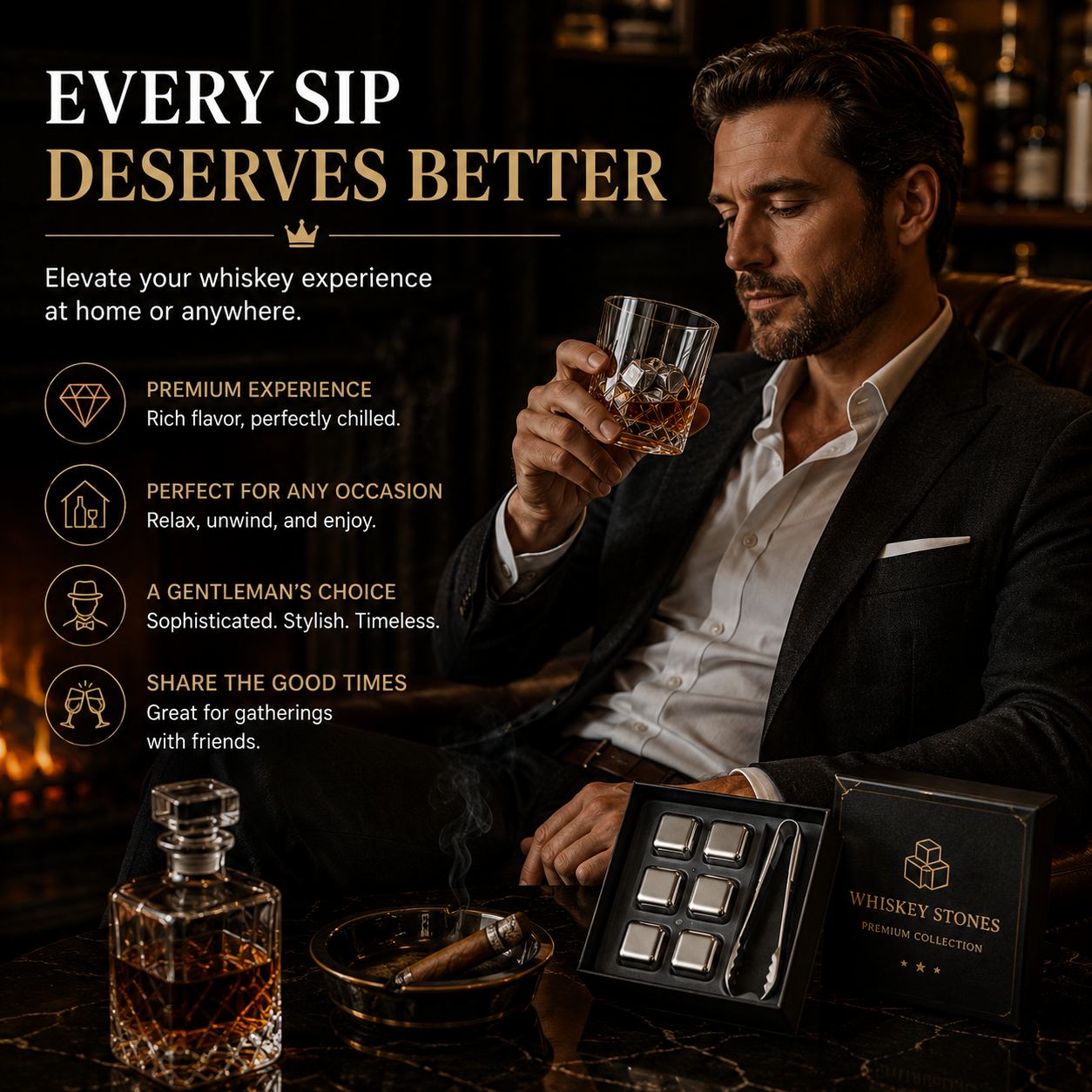 🔥 50% OFF TODAY | Stainless Steel Whiskey Stones – Chill Drinks Without Dilution 🥃