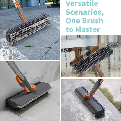 3-in-1 Floor Scrub Brush with Long Handle – Heavy Duty Bathroom & Floor Cleaner