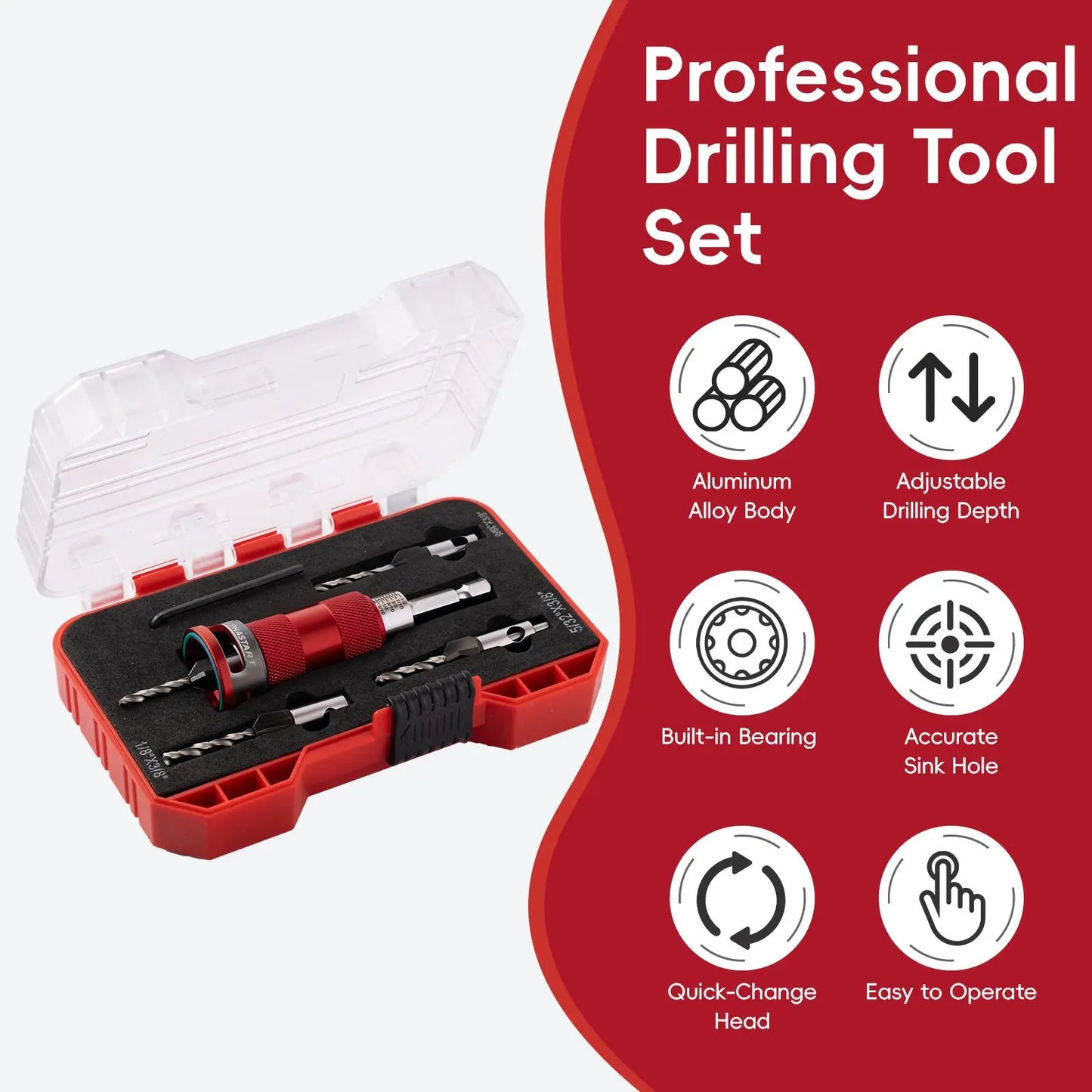 ALPHASTART 4PCS HCS (High Carbon Steel) 4-Blade Countersink Drill Bit Set