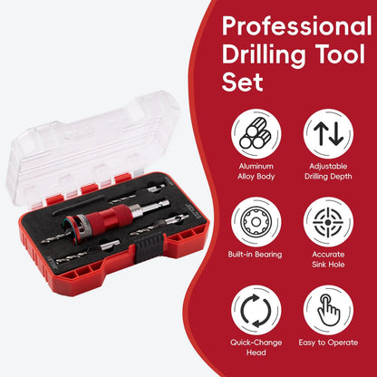 ALPHASTART 4PCS HCS (High Carbon Steel) 4-Blade Countersink Drill Bit Set