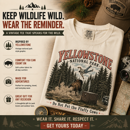 🌲Yellowstone Do Not Pet The Fluffy Cows Vintage Graphic T-Shirt
